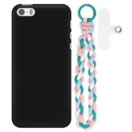 etui-do-iphone-5g-mat-czarne-case-rozowo-morski-smycz-na-reke-uchwyt-splot