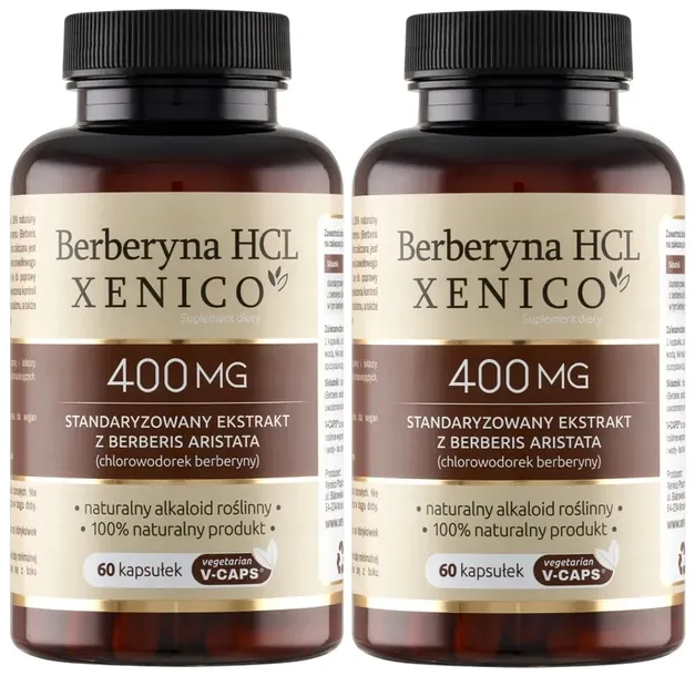 2 x Xenico Berberyna HCL, 60 kaps. Poprawa krążenia Cholesterol Odchudzanie