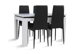 stol-bialy-80x120-160-i-4-krzesla-czarne-ekoskora