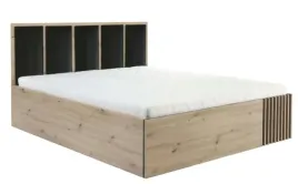 lozko-dwuosobowe-160x200cm-dab-artisan-czarny-lamele-tapicerowany-zaglowek