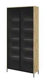 witryna-z-oswietleniem-92-cmx-196cm-x34cm-stojaca-dab-artisan-trend-szklana