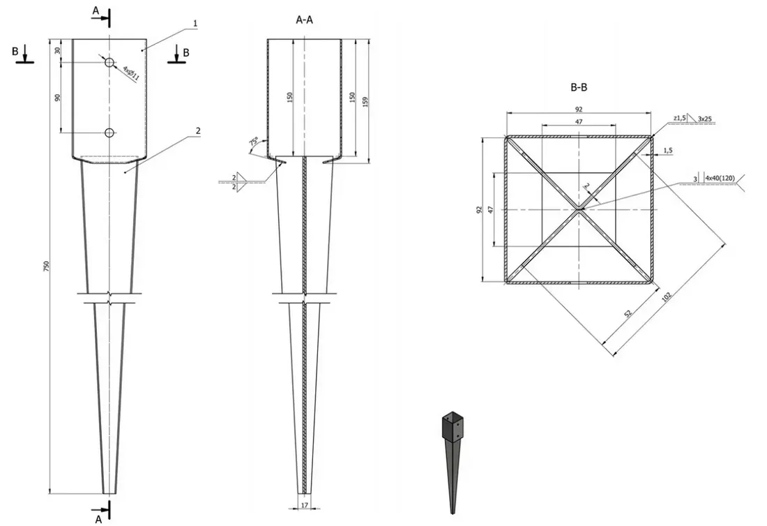 podstawa-slupa-kotwa-wbijana-90x90x750mm-wspornik