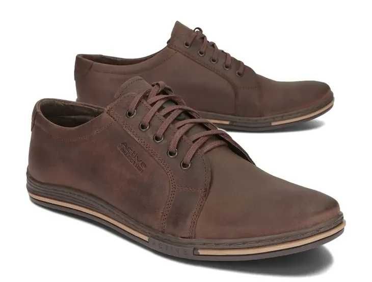 BUTY MĘSKIE SKÓRA CASUAL POLBUT 320/CBR BRĄZOWY 46