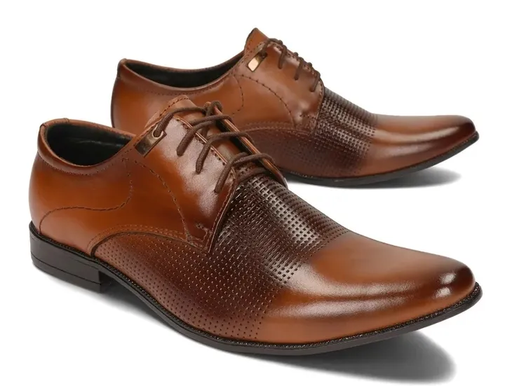 BUTY MĘSKIE OBUWIE WIZYTOWE SKÓRA 041 BRĄZ 39