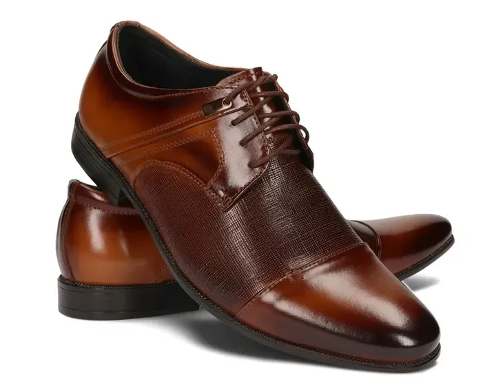 Buty Męskie Półbuty Obuwie Wizytowe Skóra Naturalna 055 Brązowe 42