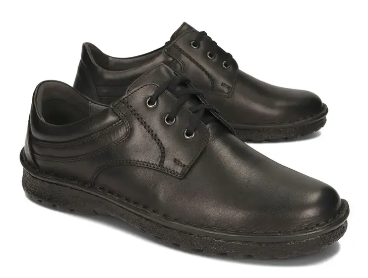 Buty Męskie Półbuty Skórzane Tęgie Szyte Skóra Naturalna 015/15 Czarny 48