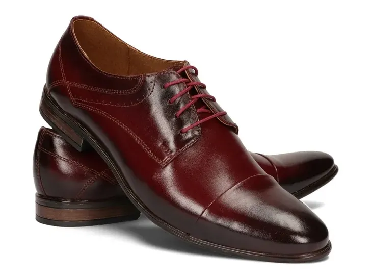 Półbuty Męskie Buty Wizytowe Bordowe Skóra Naturalna W-18 Rozmiar 42