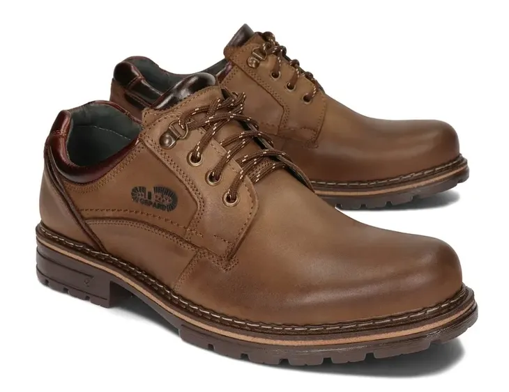 Buty Męskie Obuwie Trekkingowe Półbuty Skóra Naturalna 010 Brązowy 43