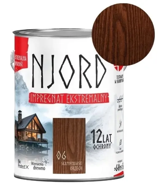 NJORD Impregnat ekstremalny do drewna 12lat ochrony skandynawski orzech 5L