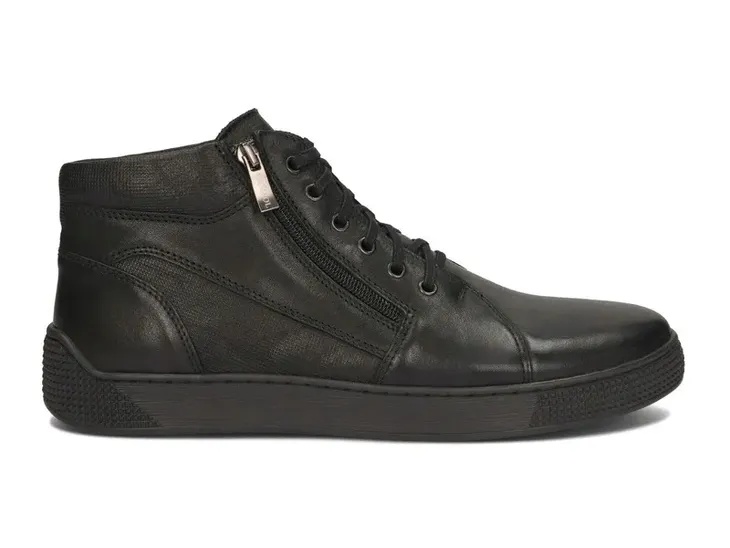 Skórzane Półbuty Sneakersy Męskie Skóra Naturalna Suwaki 120 Czarne 43