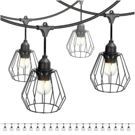Zdjęcie produktu ZESTAW CRETE Girlanda ogrodowa 20m + kabel 5m + 20x klosz czarny D1