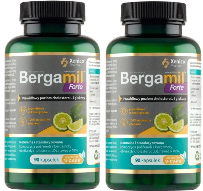 2 sztuki Bergamil Forte 90 kaps. Xenico Polifenole Cholesterol LDL Krążenie