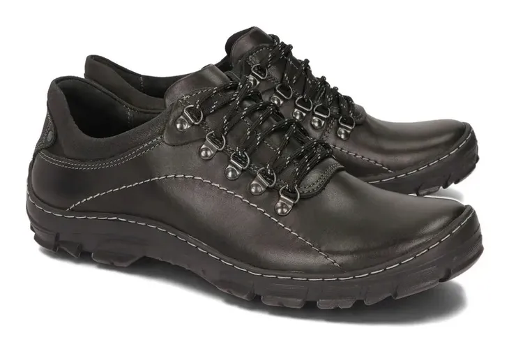Buty Trekkingowe Męskie Półbuty Skóra Naturalna Profilowane 700 Czarne 46
