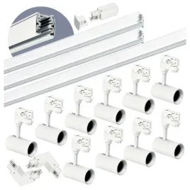 Zdjęcie produktu Zestaw szynowy 3 fazowy szyna 1m+1m+2m, 10x Lampa, łącznik L BIAŁY komplet
