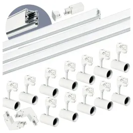 Zdjęcie produktu Zestaw szynowy 3 fazowy szyna 1m+2m+2m, 12x Lampa, 2x łącznik L BIAŁY