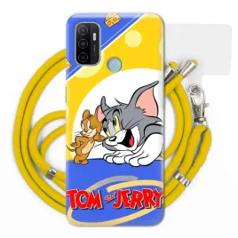 etui-quick-do-oppo-a53s-zolta-smycz-z-motywem-bajki-tom-i-jerry-rozne-wzory