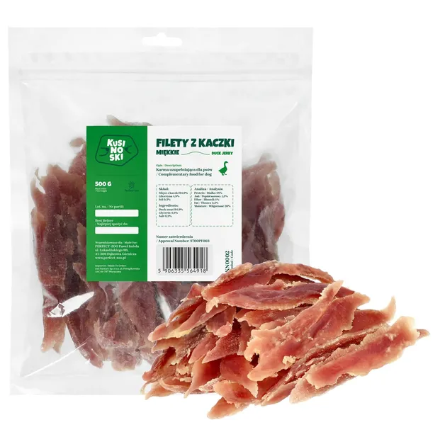 KUSINOSKI FILETY Z KACZKI MIĘKKIE PRZYSMAKI DLA PSA 500g