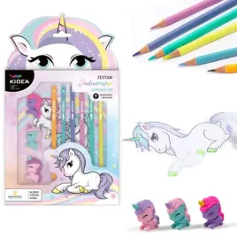 kidea-zestaw-szkolny-unicorn-jednorozec-olowek-kredki-gumki-9-elementow