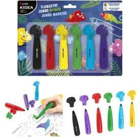 kidea-flamastry-pisaki-jumbo-z-figurka-dino-6-kolorow
