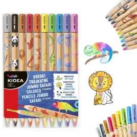 kidea-kredki-olowkowe-trojkatne-jumbo-safari-10kol