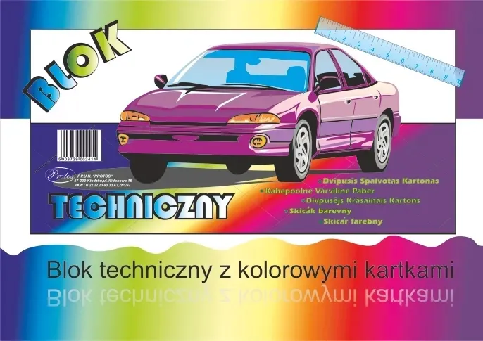 /BLOK TECHNICZNY A3 Z KOLOROWYMI KARTKAMI MIX KOLOR