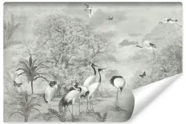 fototapeta-scienna-styl-vintage-zurawie-ptaki-natura-mural-400x280
