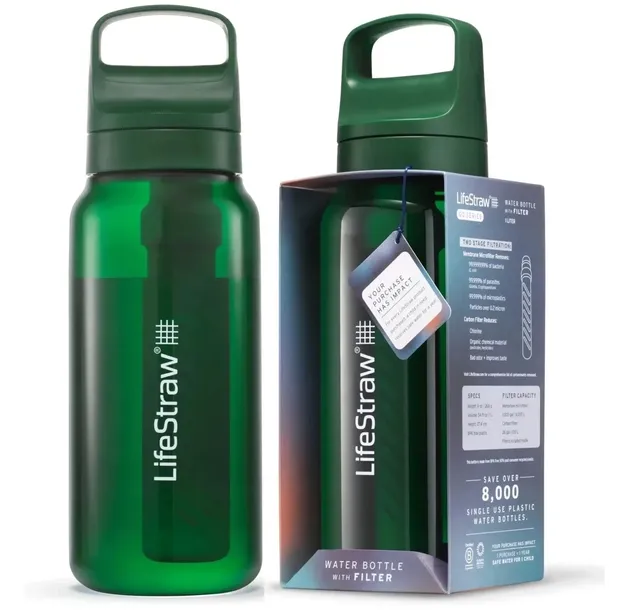 Butelka Na Wodę Z Podwójną Filtracją LifeStraw Go 2.0 / 1L 1000ml Zielony