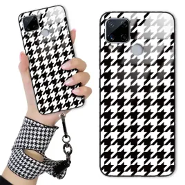 etui-do-realme-c15-obudowa-case-glass-szklane-quick-smycz-pepitka-kratka