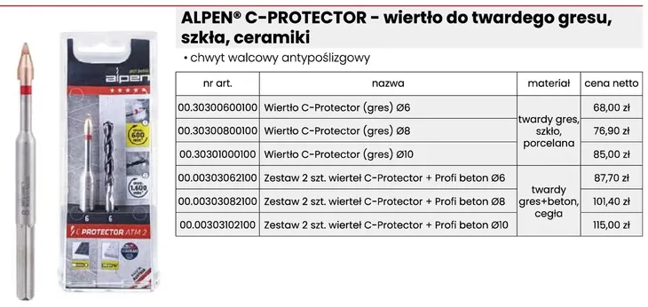 alpen-c-protector-atm2-zestaw-wiertel-beton-gres-stan-nowy-kod-producenta-303062100