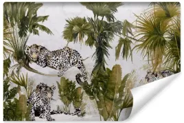 fototapeta-do-salonu-jaguary-lamparty-dzungla-abstrakcja-palmy-450x300