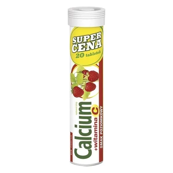 Calcium + witamina C 20 tabletek musujących smak poziomkowy