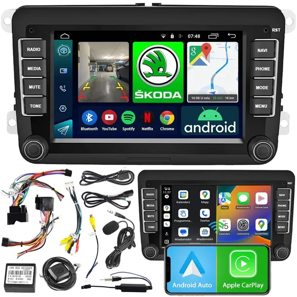 RADIO NAWIGACJA NCS RS-404 ANDROID VW SHARAN 2010 - 2020 BLUETOOTH 2DIN