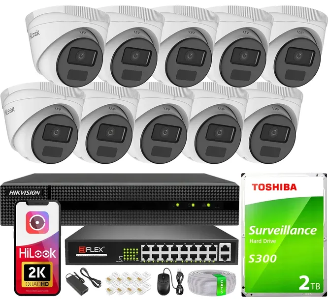 Monitoring IP Hikvision Do Rozbudowy 10 Kamer 4Mpx Rejestrator 16CH HDD 2TB