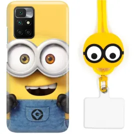 etui-do-xiaomi-redmi-10-sznurek-zolty-glowa-minionek-minions-bajkowe-wzory