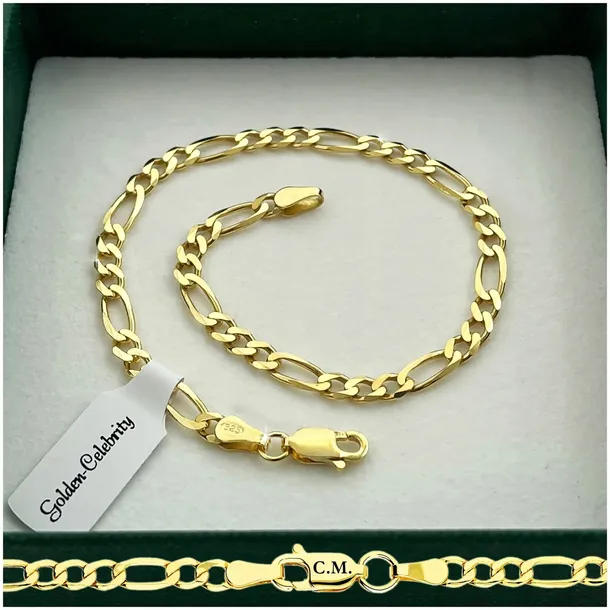 BRANSOLETKA ZŁOTA DAMSKA NA RĘKĘ POZŁACANA FIGARO GRUBA 19cm/3,5mm + GRAWER