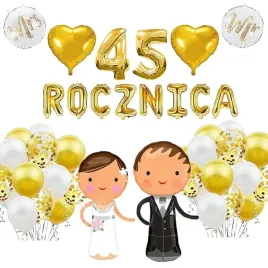 45-rocznica-slubu-balony-dekoracja-zestaw-zloty-34szt