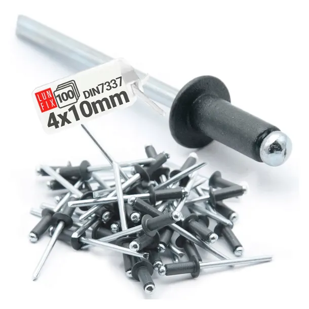Nity zrywalne aluminiowe 4x10 mm antracytowe DIN7337 RAL7016 100szt.