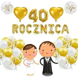 40-rocznica-slubu-balony-dekoracja-zestaw-zloty-34szt