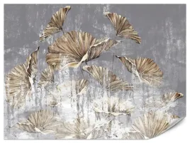 fototapeta-do-salonu-sypialni-abstrakcja-zlote-liscie-mural-beton-450x300