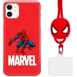 etui-do-iphone-11-sznurek-czerwony-pajak-spiderman-pajeczyna-bohater-wzory