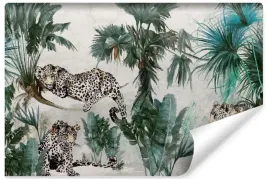 fototapeta-do-sypialni-abstrakcja-jaguary-lamparty-dzungla-palmy-400x280