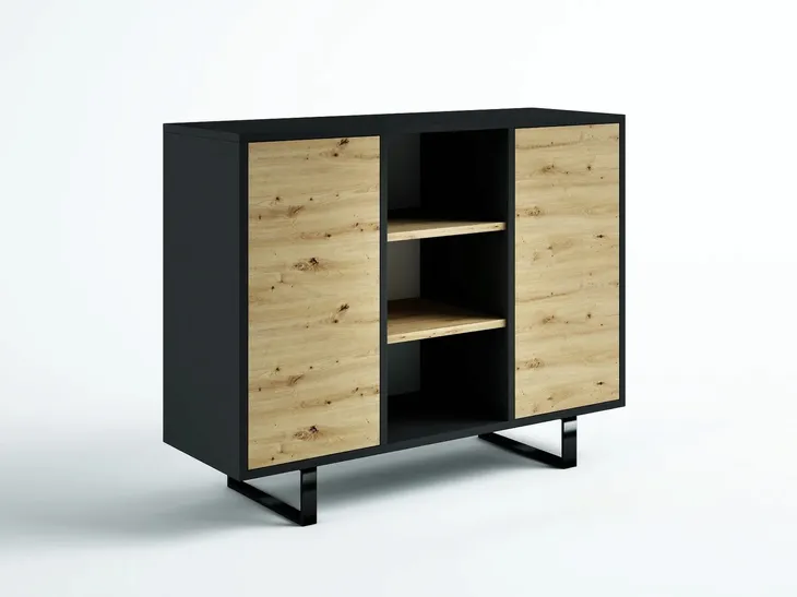 komoda-loft-120-2d-dab-hamilton-czarny-mat-egger-kolor-mebla-dab-naturalny
