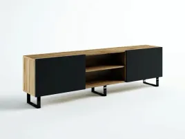szafka-rtv-loft-200-dab-wotan-czarny-mat-wysoka-styl-industrialny