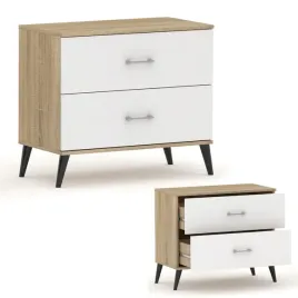 komoda-z-szufladami-niska-na-nozkach-relic-2n-dab-sonoma-biala-50-cm