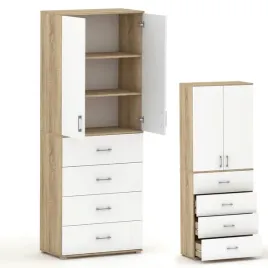 regal-szafa-biurowa-z-szufladami-215-relic-4s2d-dab-sonoma-bialy-60-cm