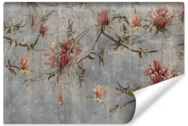fototapeta-do-salonu-kwiaty-natura-liscie-abstrakcja-beton-450x300