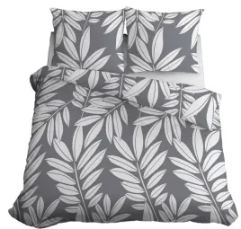 posciel-bawelna-220x200-detexpol-szara-biale-liscie-4964b