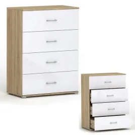 komoda-z-szufladami-nowoczesna-relic-4s-dab-sonoma-biala-polysk-80-cm