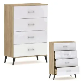 komoda-z-szufladami-na-nozkach-relic-4n-dab-sonoma-biala-polysk-50-cm