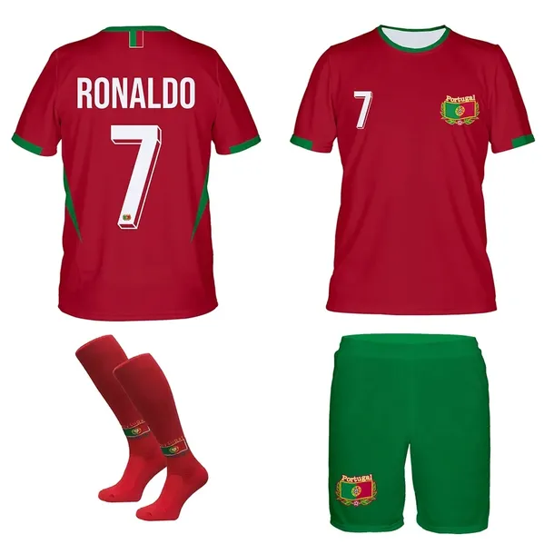 RONALDO Portugalia strój komplet + getry rozm. 110